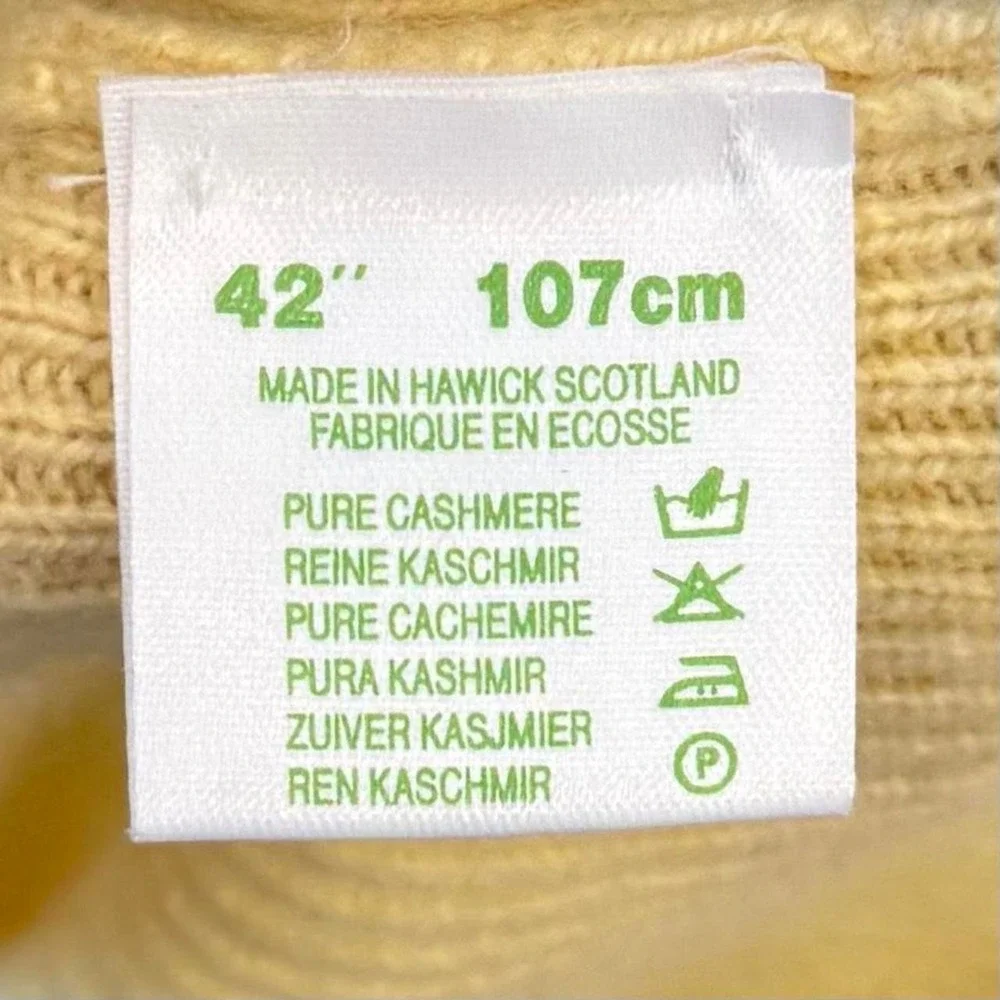 Vintage The Cashmere Company Butter Yellow Cardigan Adult Size 42 Preppy 90s